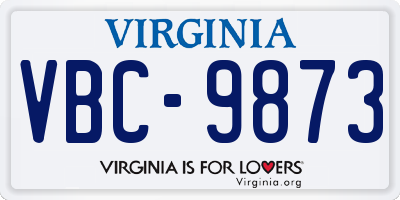 VA license plate VBC9873