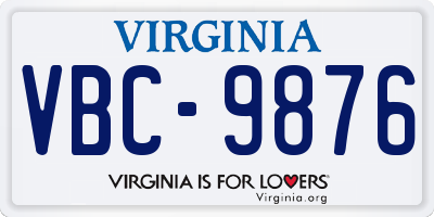 VA license plate VBC9876