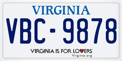VA license plate VBC9878