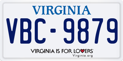 VA license plate VBC9879