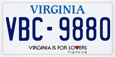 VA license plate VBC9880