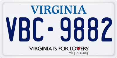 VA license plate VBC9882