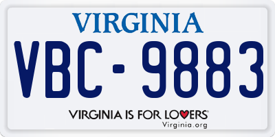 VA license plate VBC9883