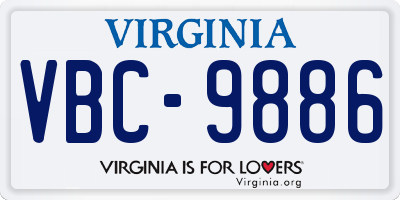 VA license plate VBC9886
