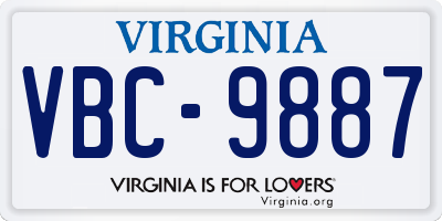 VA license plate VBC9887