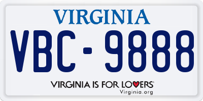 VA license plate VBC9888