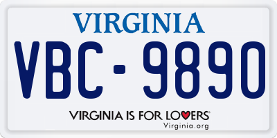 VA license plate VBC9890