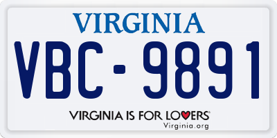 VA license plate VBC9891
