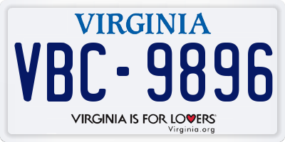 VA license plate VBC9896