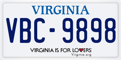 VA license plate VBC9898