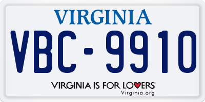 VA license plate VBC9910