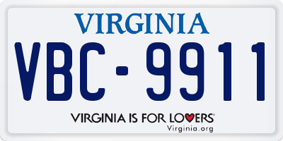 VA license plate VBC9911