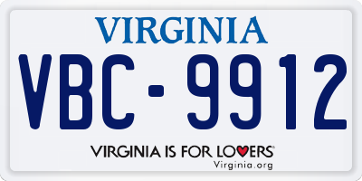 VA license plate VBC9912