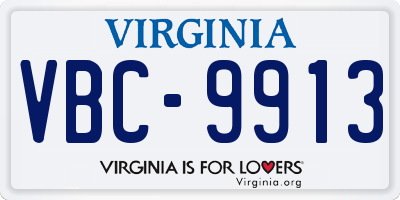 VA license plate VBC9913