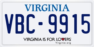 VA license plate VBC9915