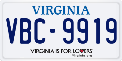 VA license plate VBC9919