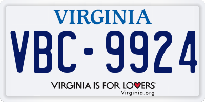 VA license plate VBC9924