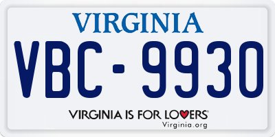 VA license plate VBC9930