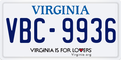 VA license plate VBC9936