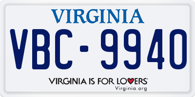 VA license plate VBC9940