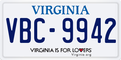 VA license plate VBC9942
