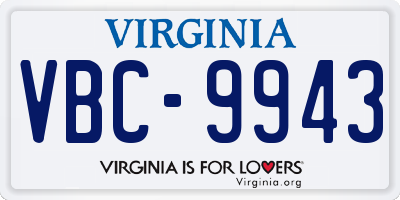VA license plate VBC9943