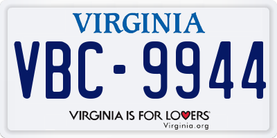 VA license plate VBC9944