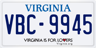 VA license plate VBC9945