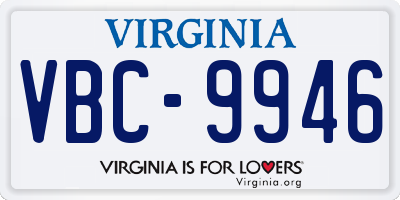 VA license plate VBC9946