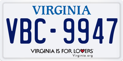 VA license plate VBC9947