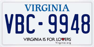 VA license plate VBC9948
