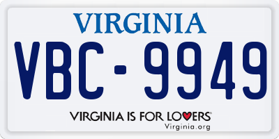 VA license plate VBC9949