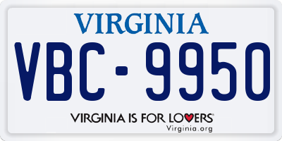 VA license plate VBC9950