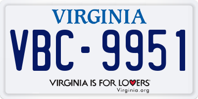 VA license plate VBC9951