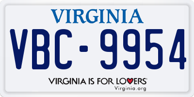 VA license plate VBC9954