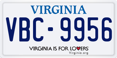 VA license plate VBC9956
