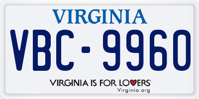 VA license plate VBC9960