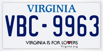 VA license plate VBC9963