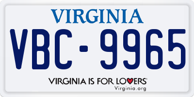 VA license plate VBC9965