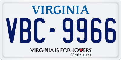 VA license plate VBC9966
