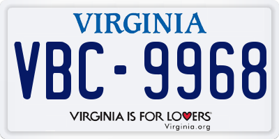 VA license plate VBC9968