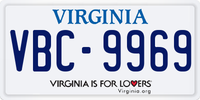 VA license plate VBC9969