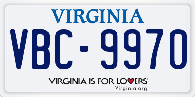 VA license plate VBC9970