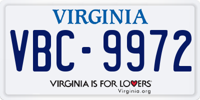 VA license plate VBC9972