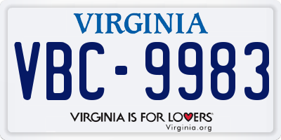 VA license plate VBC9983