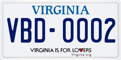 VA license plate VBD0002