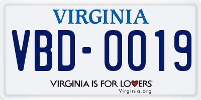 VA license plate VBD0019