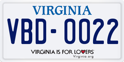 VA license plate VBD0022
