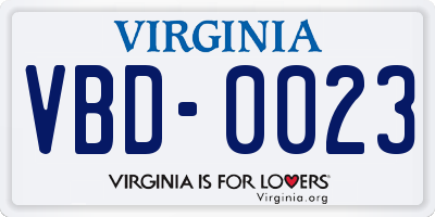 VA license plate VBD0023