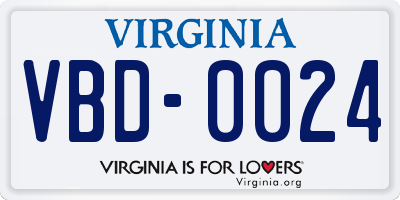 VA license plate VBD0024